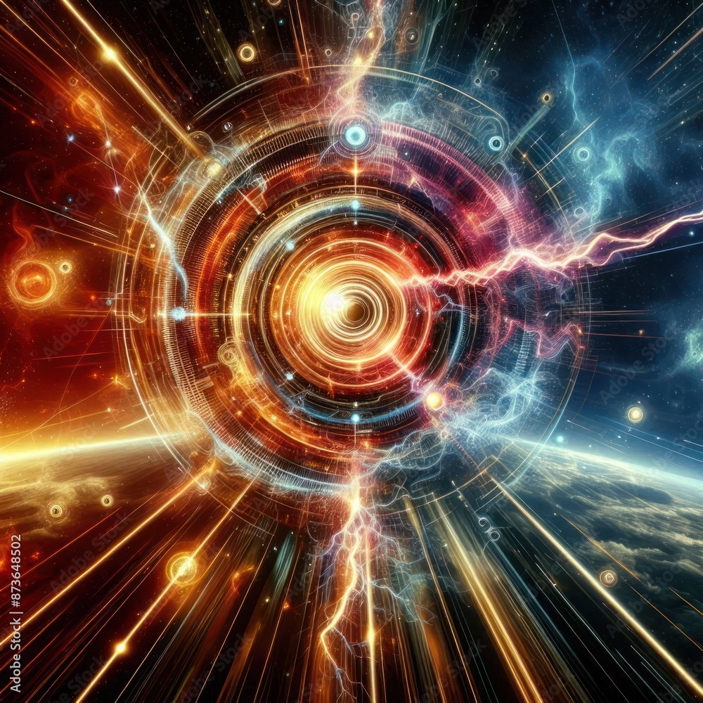 Obraz premium Dynamic Cosmic Action Ultra-Realistic High-Quality Design with Explosive Effects