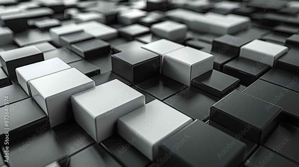 Abstract background of cubes. Black and white. Light and shadows. Abstract background of cubes. Black and white. Light and shadows.