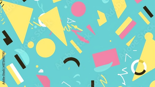 ポップなメンフィス柄テクスチャー,水色9