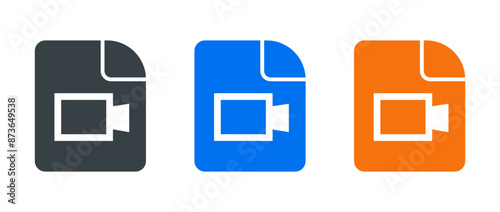 file video icon set isolated on white background