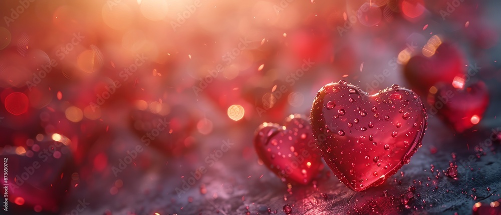Valentines Day hearts background, romantic atmosphere, artistic rendition, photorealistic, 4K quality Valentines Day hearts background, romantic atmosphere, artistic rendition, photorealistic, 4K quality