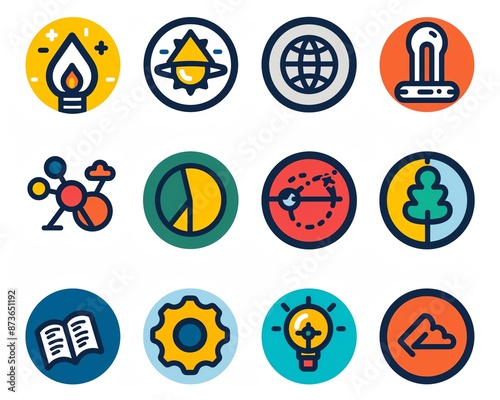Icon set for learning and leadership, knowledge, study, growth, development, exploration, training, adaptation, simple line design