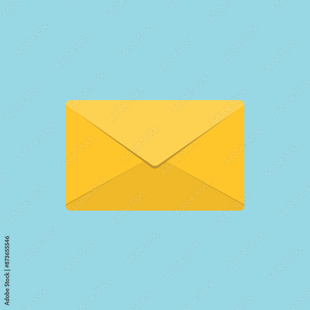 Yellow Envelope closed flat icon design for use to your business website, vector isolated on light green background. Yellow Envelope closed flat icon design for use to your business website, vector isolated on light green background.