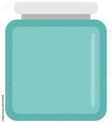 Empty glass jar with screw cap flat vector illustration isolated on white background.