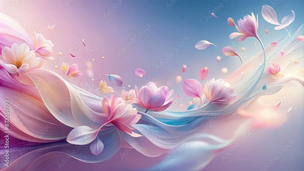 Ethereal flower petals in fluid motion with soft gradient colors , delicate, abstract, beauty, floral, dreamy, movement Ethereal flower petals in fluid motion with soft gradient colors , delicate, abstract, beauty, floral, dreamy, movement