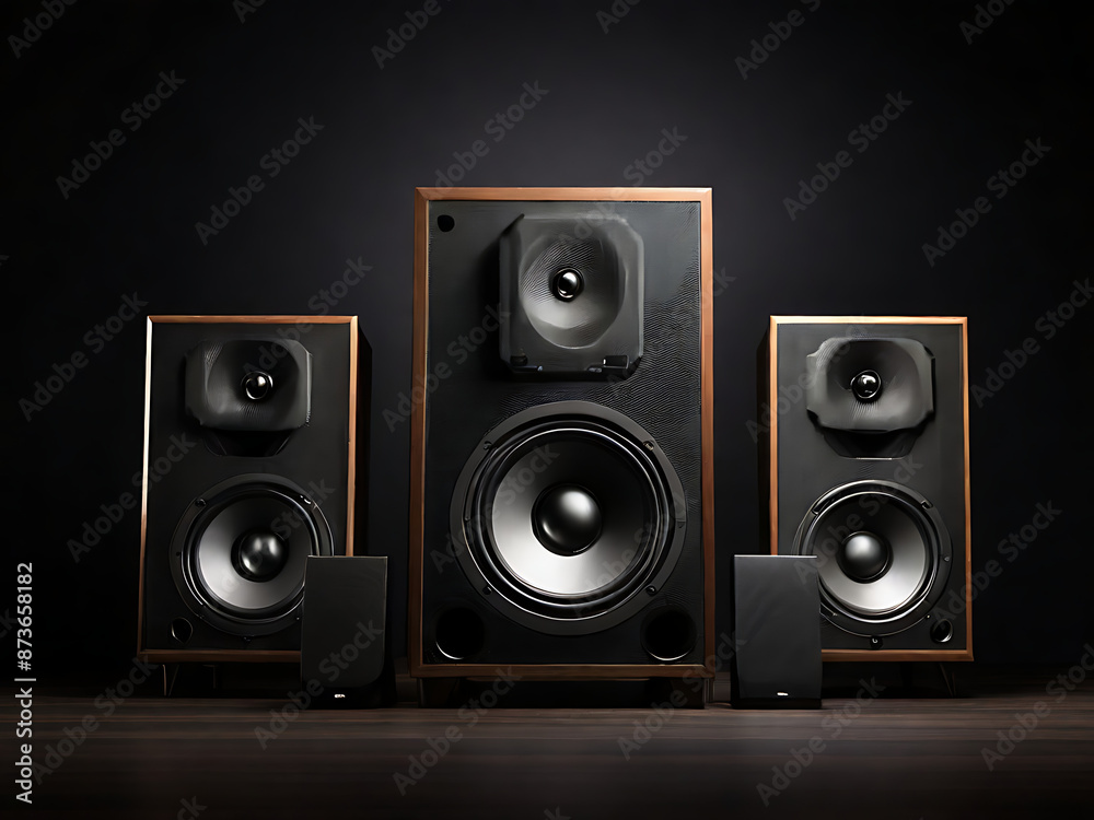 A loudspeakers for music and sound surround home theatre system placed in dark background with copy space, sound system banner design
A loudspeakers for music and sound surround home theatre system placed in dark background with copy space, sound system banner design