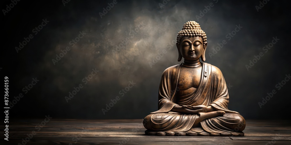 Statue of Buddha practicing yoga against a dark background, meditation, spirituality, statue, peaceful, relaxation Statue of Buddha practicing yoga against a dark background, meditation, spirituality, statue, peaceful, relaxation