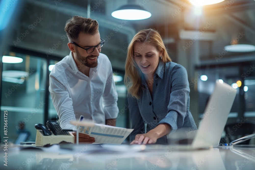 cohesive group of business people and planners work collaboratively as a team in the office, demonstrating seamless connectivity in their process and shared knowledge.