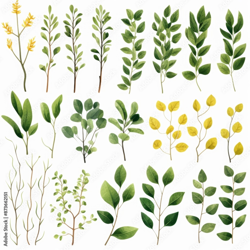 Watercolor Leaf Illustrations.