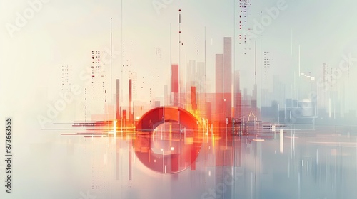 Abstract Economic and Financial Graphs with Futuristic Data Visualization Elements in a Modern Digital Interface