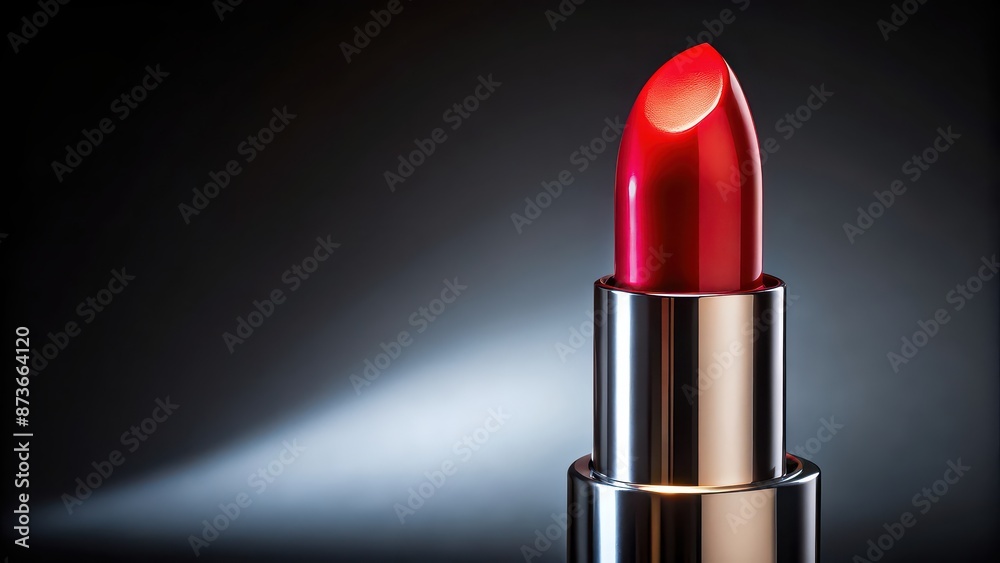 Close up photo of a vibrant red lipstick with a glossy finish , Makeup, beauty, cosmetic, red, lips, glamour, fashion