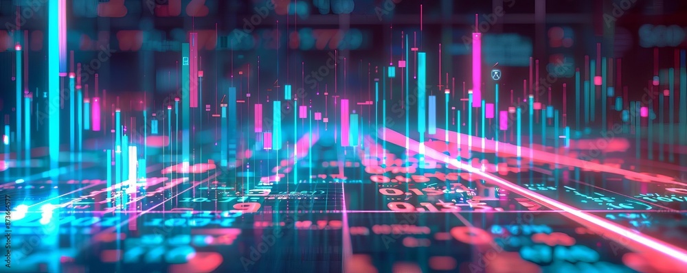 Abstract digital financial trading background with glowing graphs and numbers, representing data and technology in a futuristic style. Abstract digital financial trading background with glowing graphs and numbers, representing data and technology in a futuristic style.