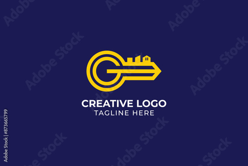 key logo icon design vector, Elegant Key House Logo Design, Real Estate Logo Icon, Real estate logo, Old key house icon logo. Old key silhouette