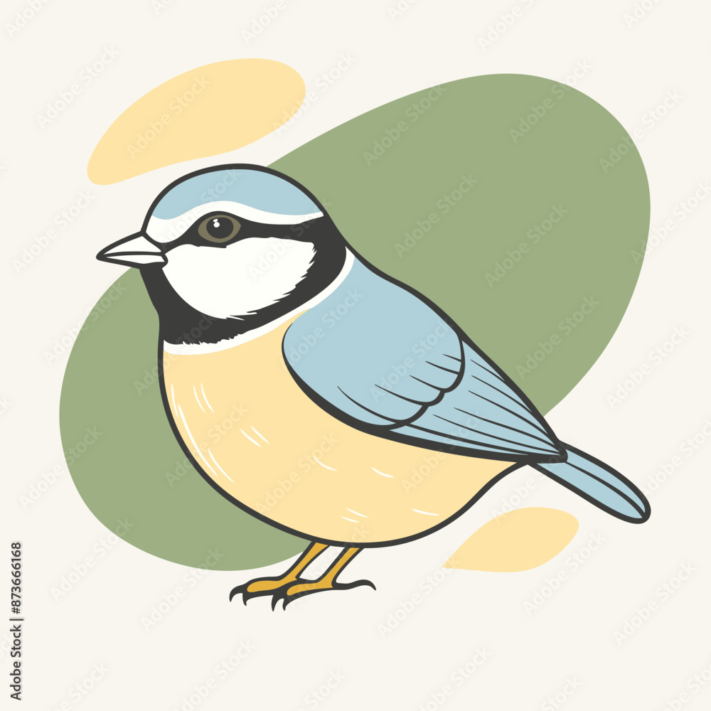 Obraz premium Wild Cyanistes caeruleus close up in her habitat vector illustration