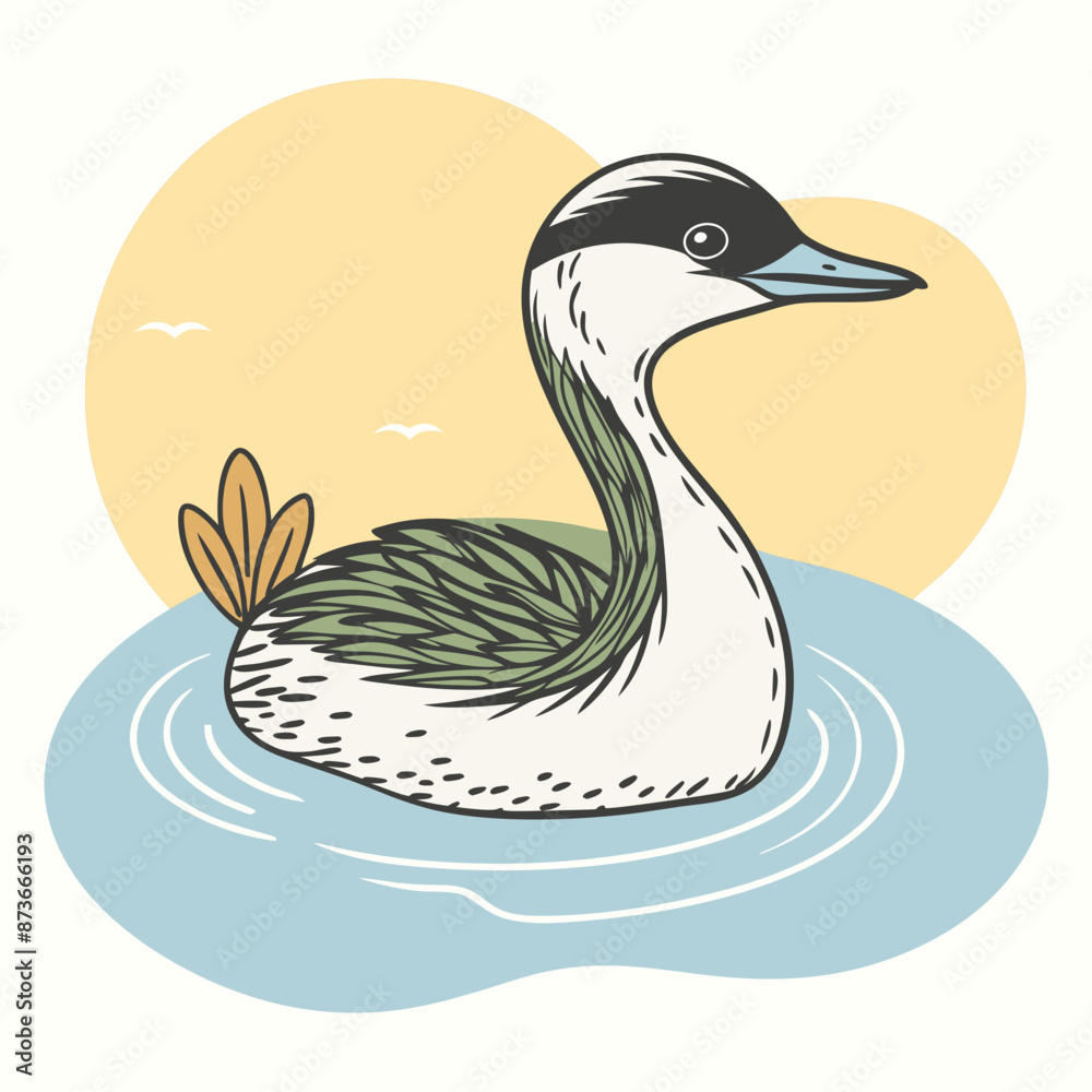 Fototapeta premium Wild Smew in her habitat vector illustration