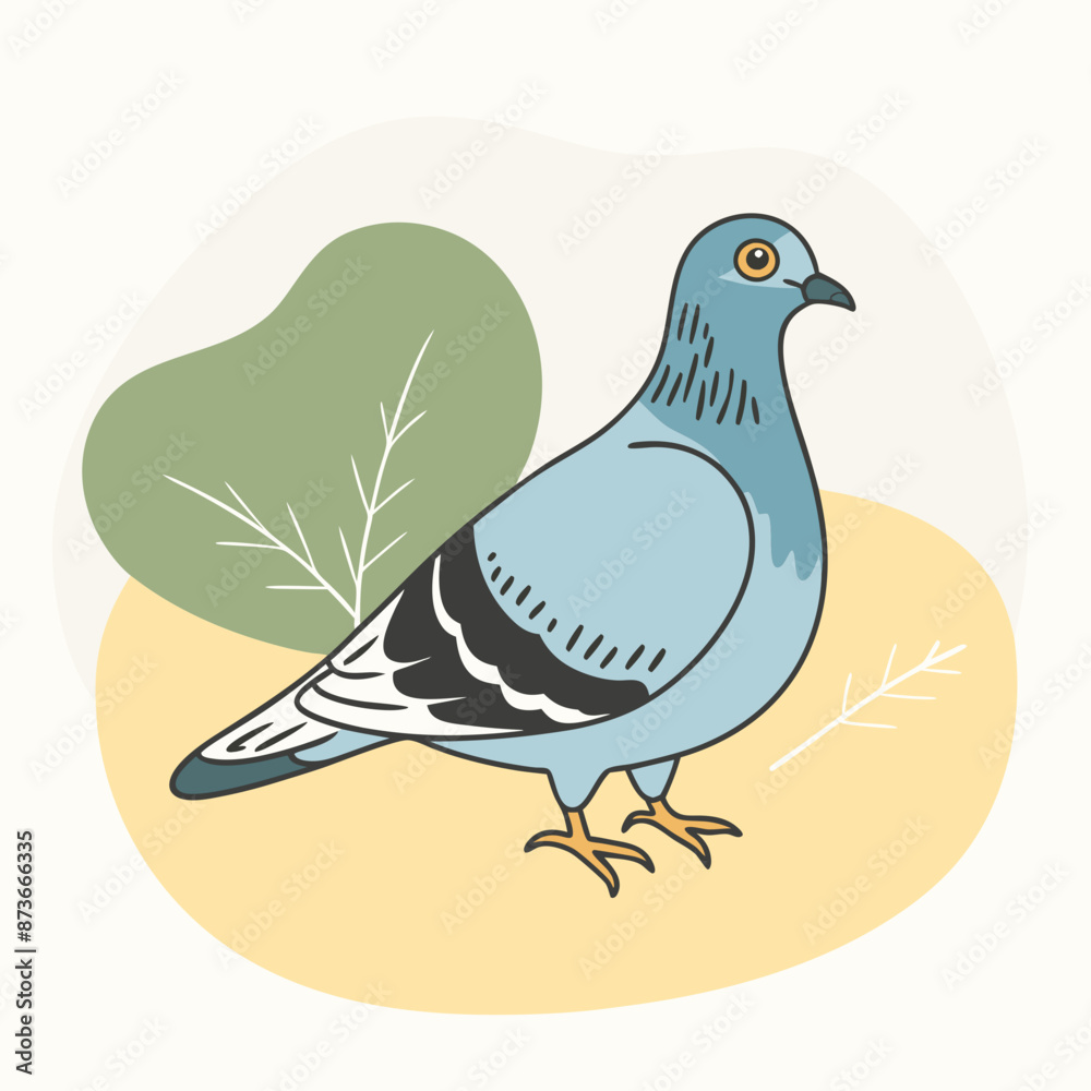 Fototapeta premium Wild Wood pigeon close up in her habitat vector illustration