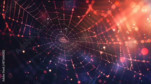 network spider web with dot light futuristic technology concept with transparent background