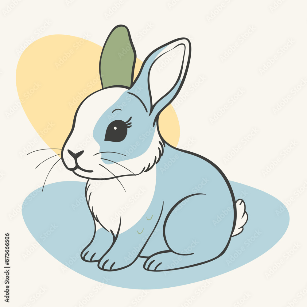 Obraz premium watercolor, cute baby rabbit, vector illustration