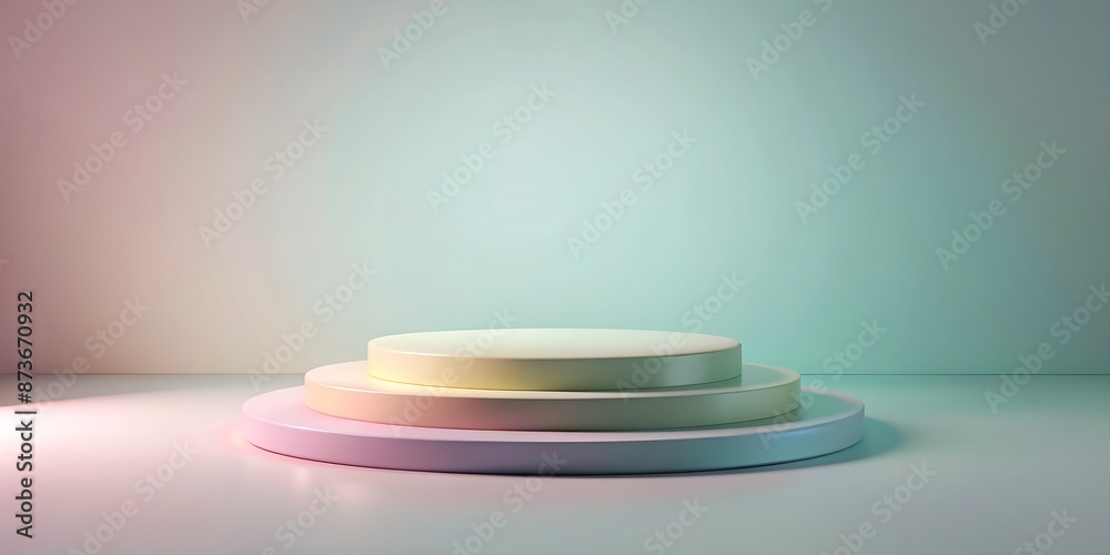 Soft pastel colored 3D podium design with gentle gradient effects and subtle shadows, isolated on a white background, perfect for awards or presentation scenes. Soft pastel colored 3D podium design with gentle gradient effects and subtle shadows, isolated on a white background, perfect for awards or presentation scenes.