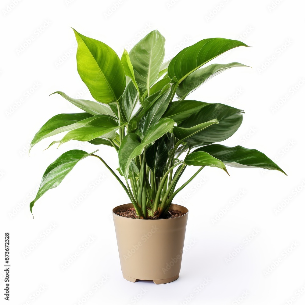 Fototapeta premium Potted Green Indoor Plants Isolated on White Background.