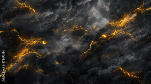 black clouds with yellow electric lightning © Anisah