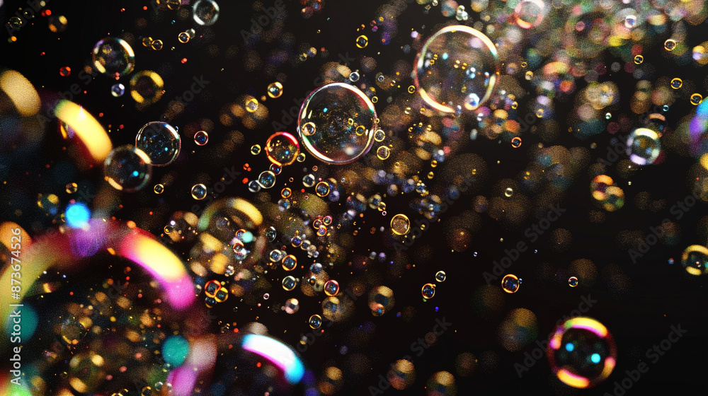 bubbles moving swirl and floating on a black background. bubbles moving swirl and floating on a black background.