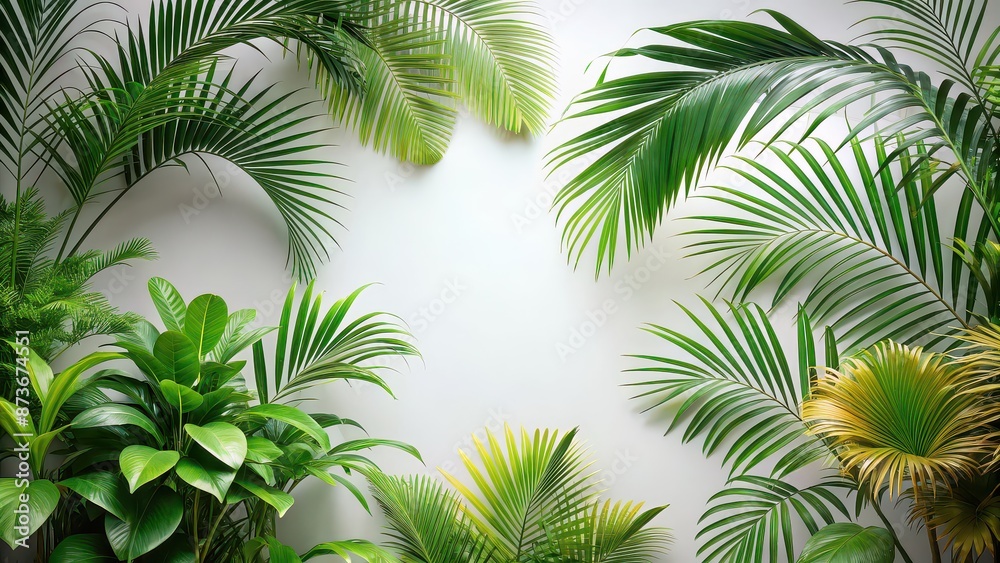 Tropical plants and palm trees on a light background, tropical, plants, palm trees, nature, tropical theme, jungle, foliage Tropical plants and palm trees on a light background, tropical, plants, palm trees, nature, tropical theme, jungle, foliage