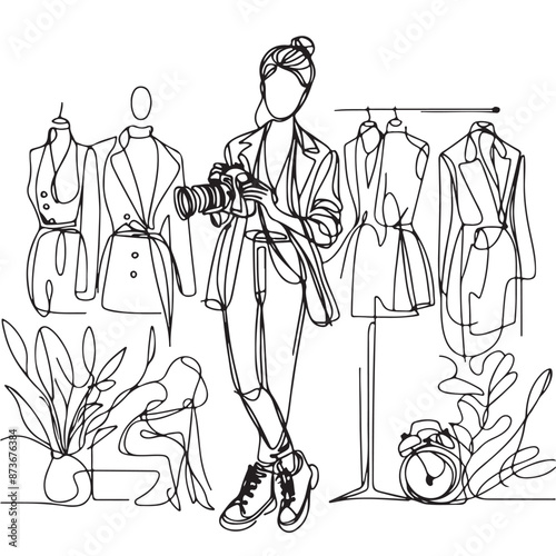 fashion designer one line art drawing continuous vector illustration, isolated on transparent background
