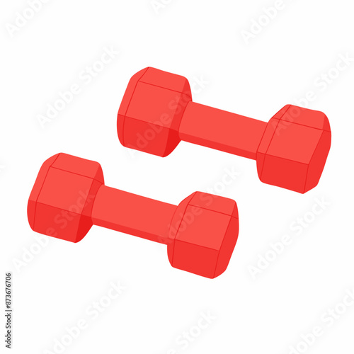 Red dumbbells in flat style vector isolated white background (9) photo