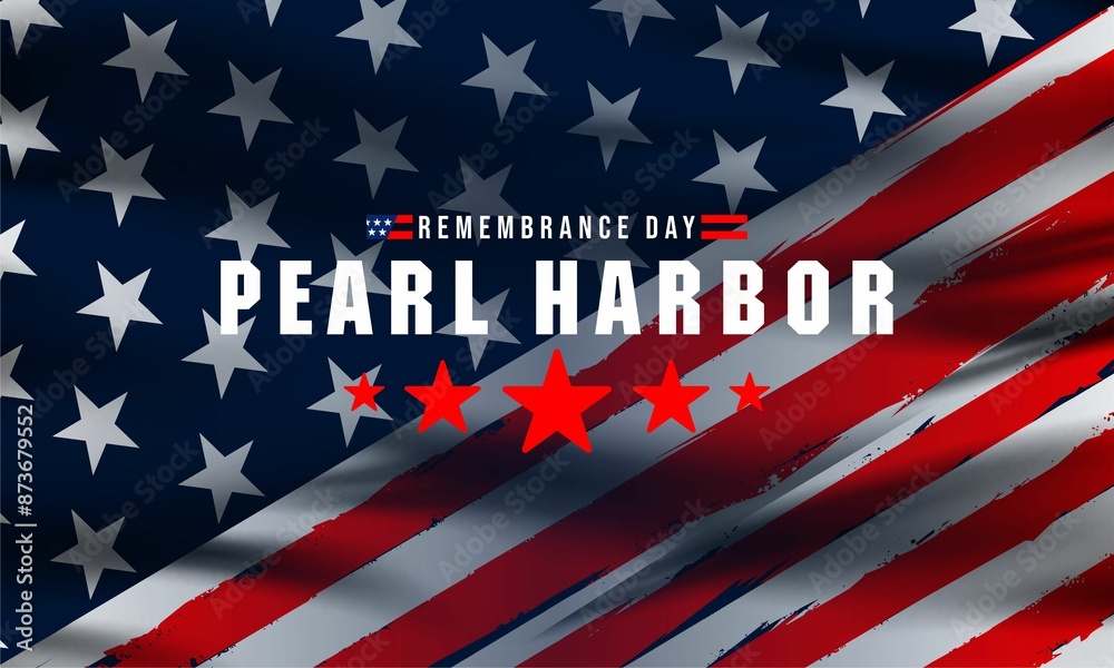 Pearl Harbor Remembrance Day poster with USA flag. Vector background . Pearl Harbor Remembrance Day poster with USA flag. Vector background .