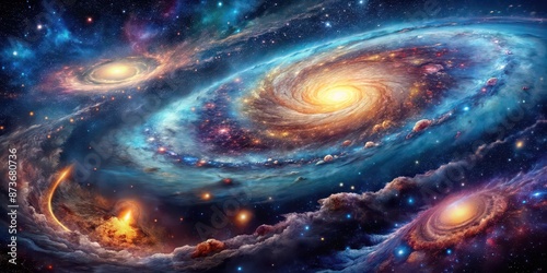 Vast cosmic landscape with swirling galaxies and nebulae , universe, outer space, infinity, cosmos, stars
