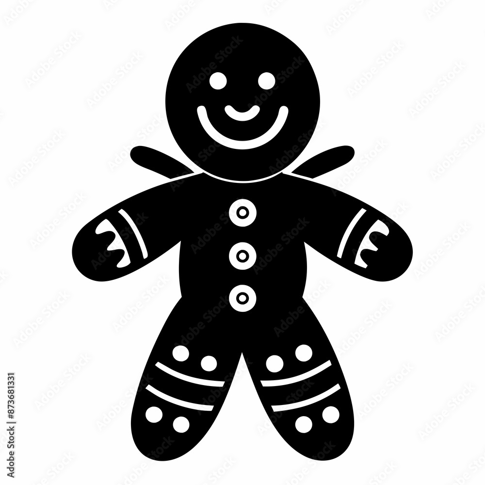 Gingerbread man holiday biscuit or cookie flat vector icon, Gingerbread man silhouette vector Gingerbread man holiday biscuit or cookie flat vector icon, Gingerbread man silhouette vector
