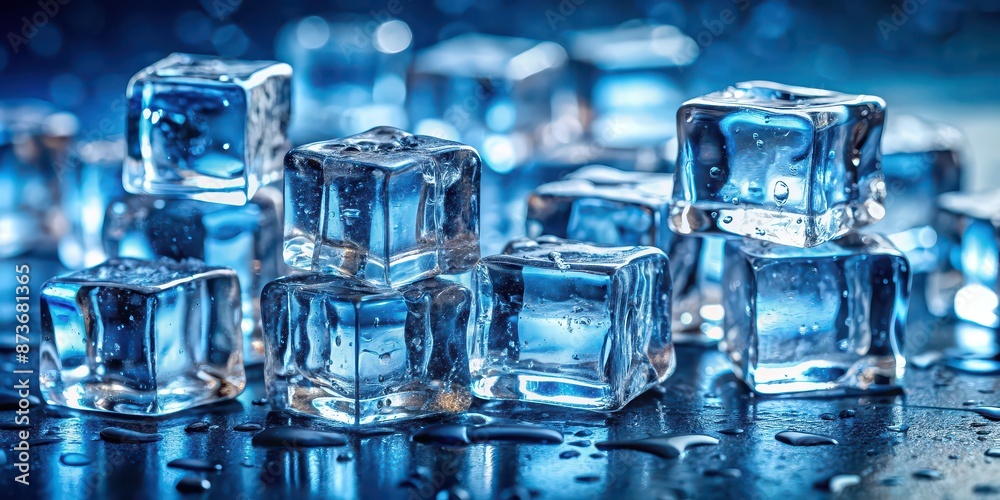 Close up photo of crystal clear ice cubes with cold blue tones , ice cubes, clear, crystal, cold, blue, close up,frozen Close up photo of crystal clear ice cubes with cold blue tones , ice cubes, clear, crystal, cold, blue, close up,frozen