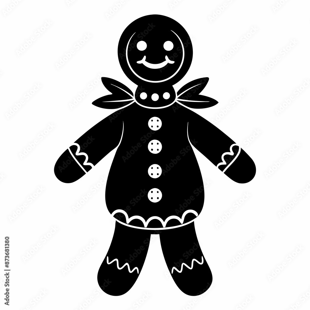 Gingerbread man holiday biscuit or cookie flat vector icon, Gingerbread man silhouette vector Gingerbread man holiday biscuit or cookie flat vector icon, Gingerbread man silhouette vector