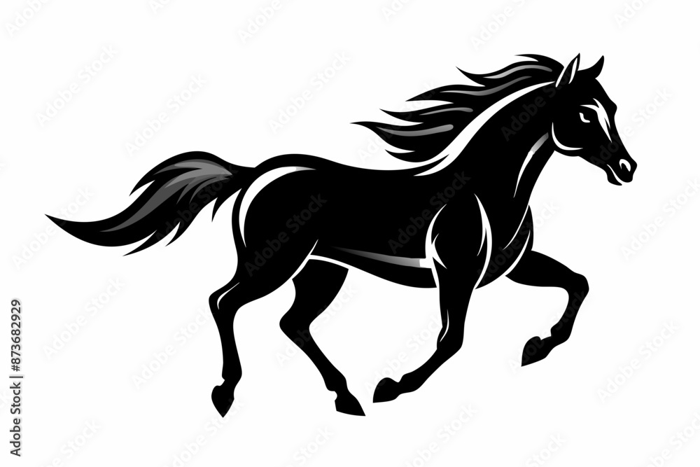 Running horse silhouette vector illustration Running horse silhouette vector illustration