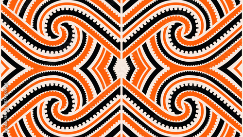 Canvastavla Traditional Maori Pattern with Koru or Silver Fern Fiddlehead Curves