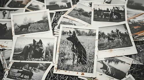 Vintage Black and White Photo Collage of Dogs