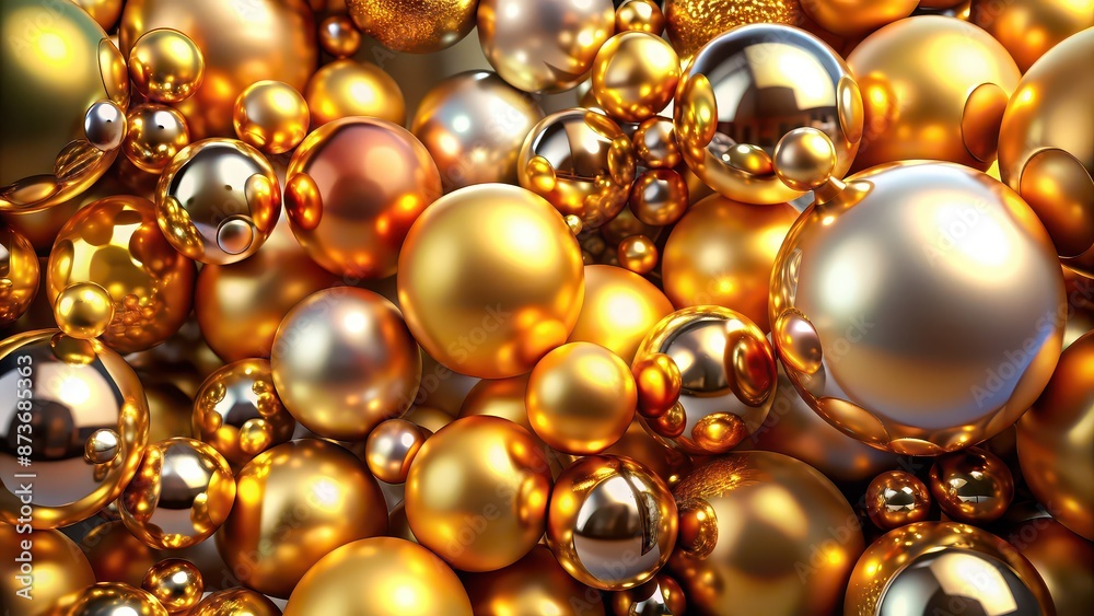 Shiny colored balls abstract background with gold metallic glossy spheres wallpaper , spheres, shiny, colored, abstract