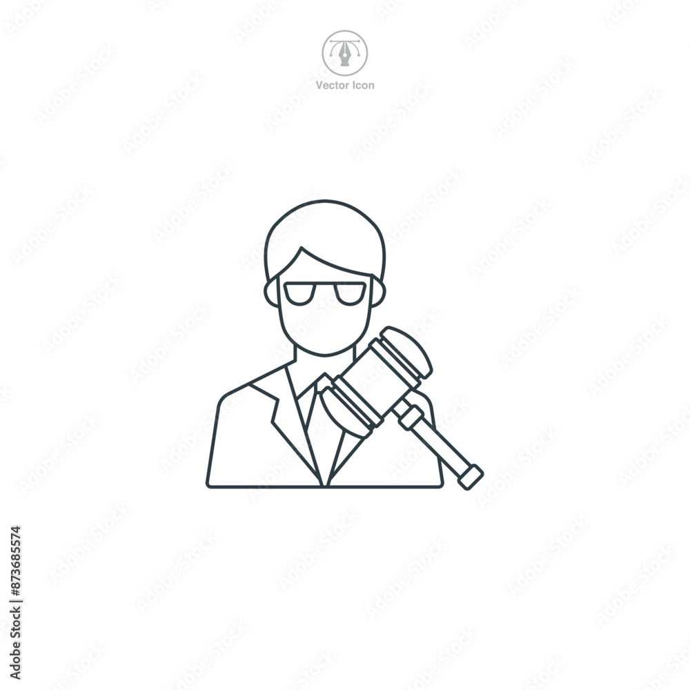 Lawyer Icon. Legal and Law theme symbol vector illustration isolated on white background Lawyer Icon. Legal and Law theme symbol vector illustration isolated on white background
