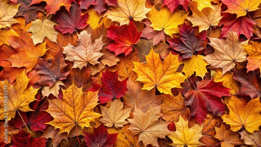 Carpet of maple leaves in autumn with intense red and brown colors, some leaves tending towards yellow ocher , Maple, leaves, autumn Carpet of maple leaves in autumn with intense red and brown colors, some leaves tending towards yellow ocher , Maple, leaves, autumn