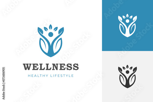 Human leaf Abstract Wellness Logo icon design for healthy life, health, farm, agriculture vector logo illustration