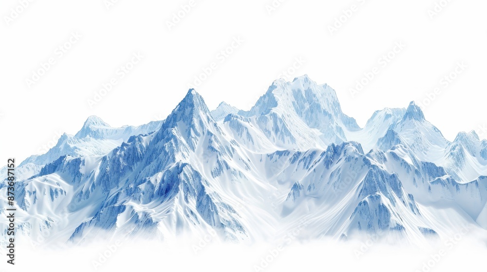 Obraz premium Snowy Mountain Range Against a White Background