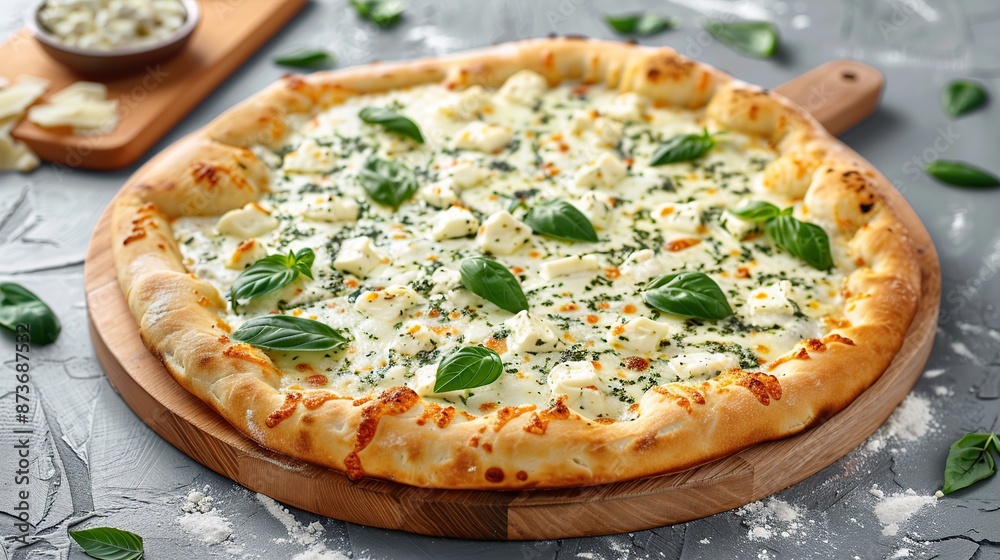 White Pizza with Basil and Cheese