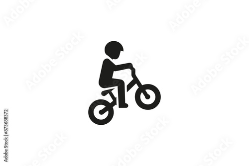 Black and White Bicycle Rider Icon for Transportation and Leisure