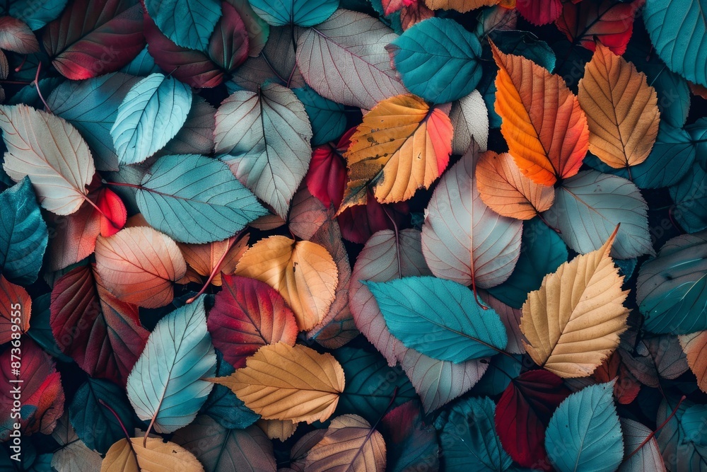 Vibrant array of colorful autumn leaves creating a natural pattern Vibrant array of colorful autumn leaves creating a natural pattern