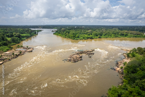 Aerial view of Mun River at Kaeng Tana National Park, Ubon Ratchathani, Thailand photo