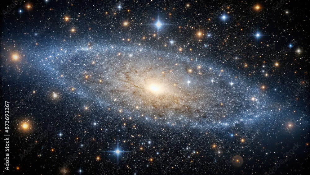 Closeup shot of a dwarf galaxy with scattered stars, faint glow Closeup shot of a dwarf galaxy with scattered stars, faint glow