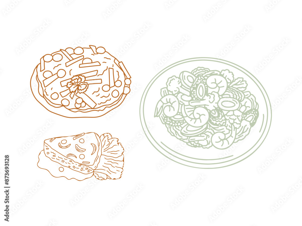 Chinese Food Illustration with Cartoon Style Chinese Food Illustration with Cartoon Style
