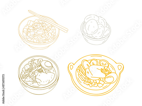 Chinese Food Illustration with Cartoon Style