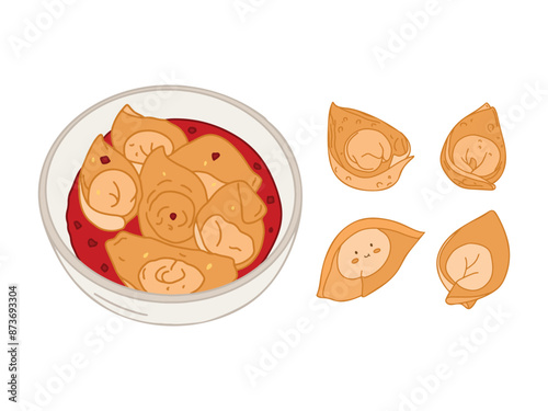 Chinese Food Illustration with Cartoon Style